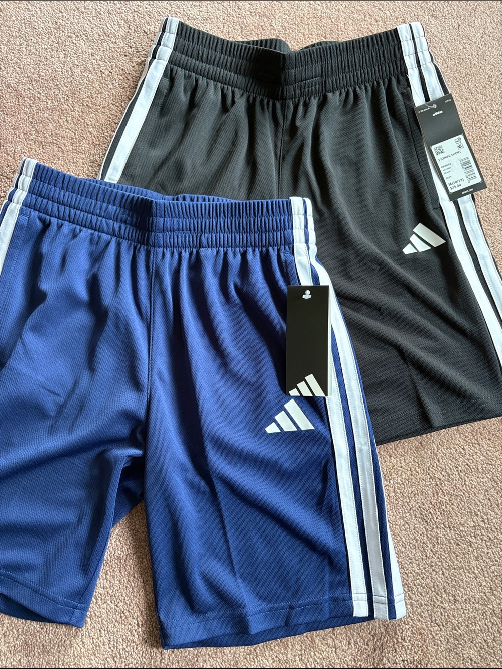 Adidas Kids Boys Girls set of 2 athletic sports shorts size medium 10 12 NWT